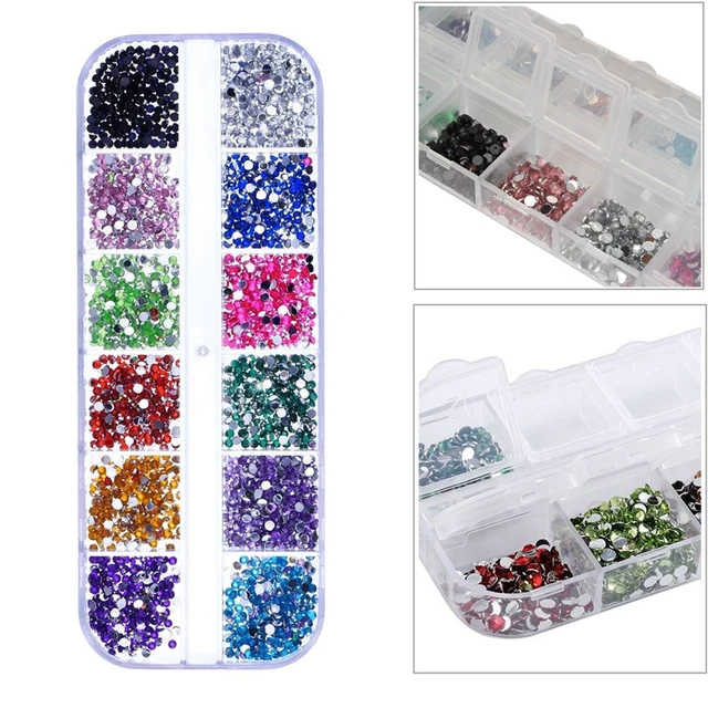 Alt view image 5 of 6 - 6 Pieces Nail Art Tool Jewelry Storage Box, 12 Compartments Plastic Rhinestone Organizer Container Case, Display Containers