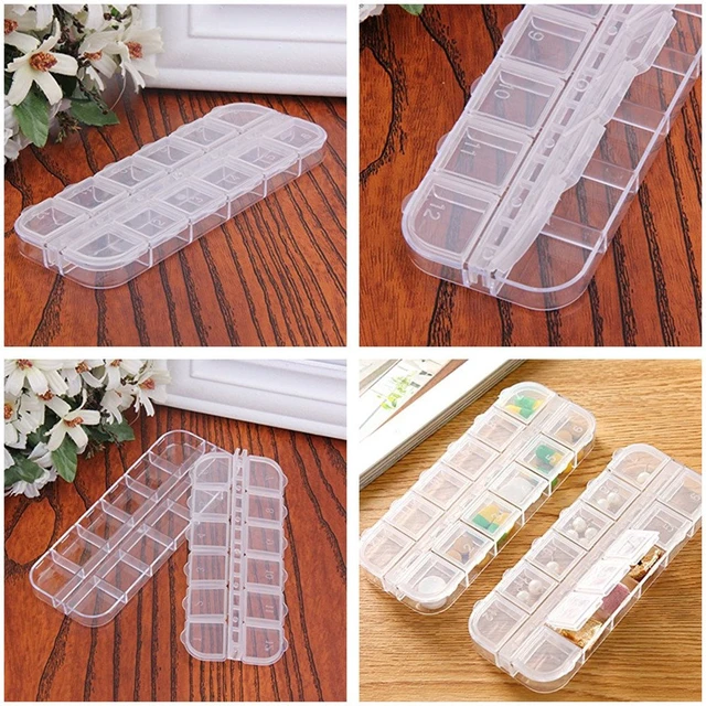 Alt view image 6 of 6 - 6 Pieces Nail Art Tool Jewelry Storage Box, 12 Compartments Plastic Rhinestone Organizer Container Case, Display Containers