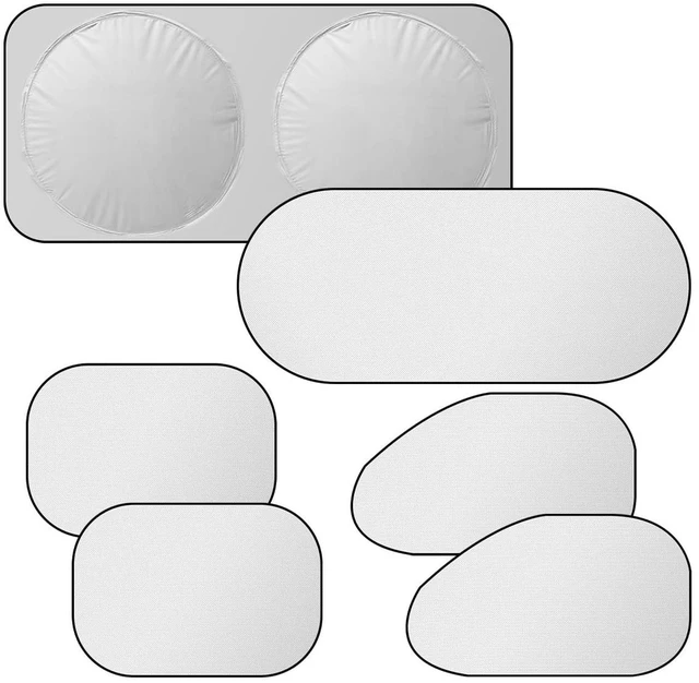 Main image of 6PCS Reflective Car Windshield Sun Shade | Foldable Side Window Sunshade with Storage Bag for Front & Rear Windshield, Privacy Protection Cover Block UV Rays, Keep Cool