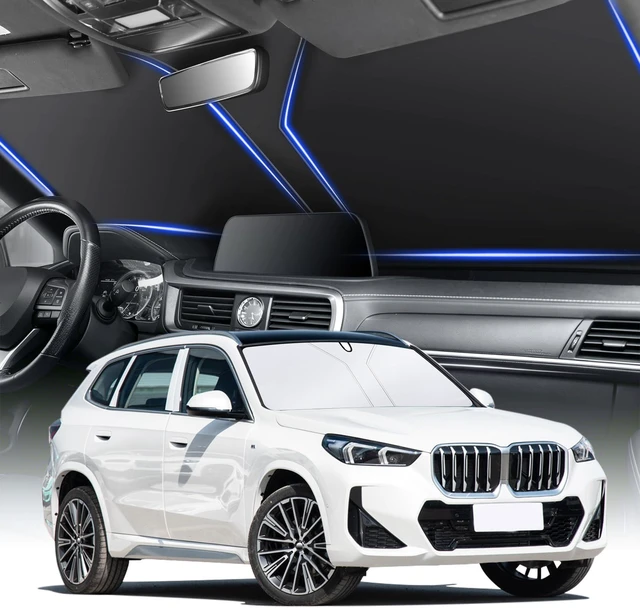 Main image of Universal 300T Car Windshield Sun Shade, Foldable Reflective for Windshield & Window Shades with Overlapping Design, Car Interior Accessories (64.5" L x 33" W)