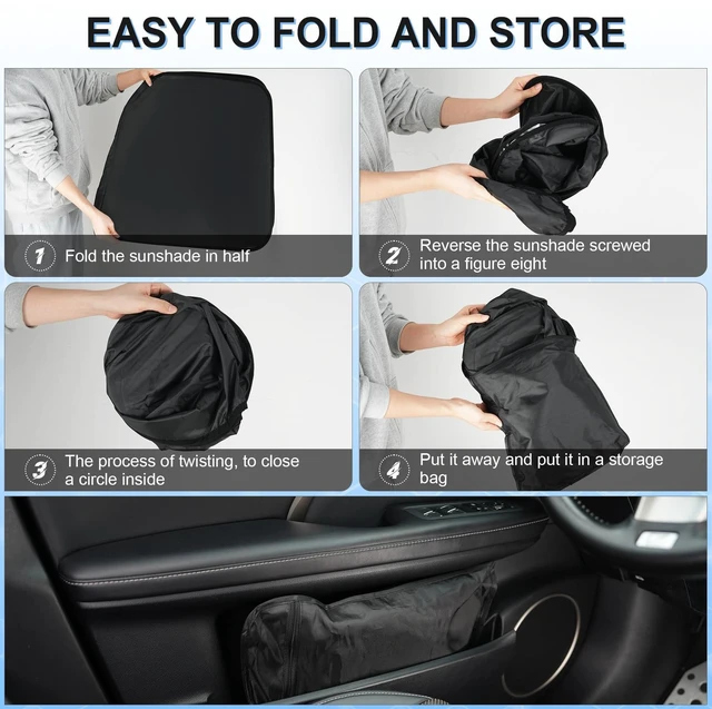 Alt view image 6 of 6 - Universal 300T Car Windshield Sun Shade, Foldable Reflective for Windshield & Window Shades with Overlapping Design, Car Interior Accessories (64.5" L x 33" W)