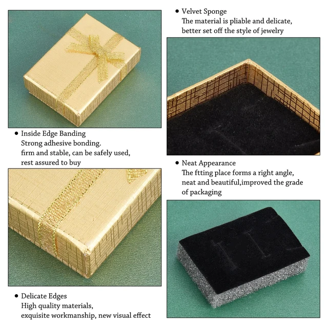 Alt view image 7 of 7 - 12pcs Small Jewelry Gift Boxes, 2x2.7x1 Inch Earring Box with Bowknot Metallic Cardboard Small Gifts Box for Christmas Gift Wedding Birthday Necklace Bracelet Silver Bar Ring Keychain