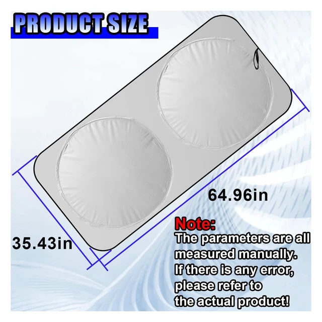 Alt view image 2 of 6 - Car Windshield Sun Shade (65×36 inch) | Foldable Car Front Window Heat Blocking Sun Shield, Universal Reflective Auto Interior Protective Cover for Car, SUV, Truck
