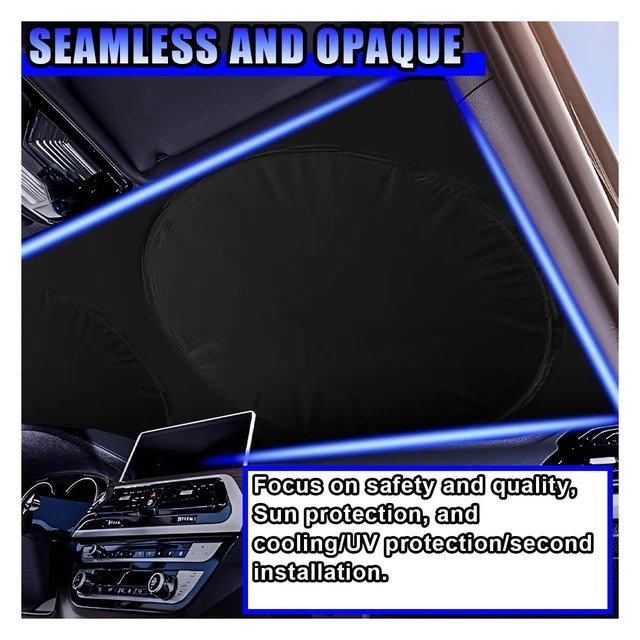 Alt view image 3 of 6 - Car Windshield Sun Shade (65×36 inch) | Foldable Car Front Window Heat Blocking Sun Shield, Universal Reflective Auto Interior Protective Cover for Car, SUV, Truck