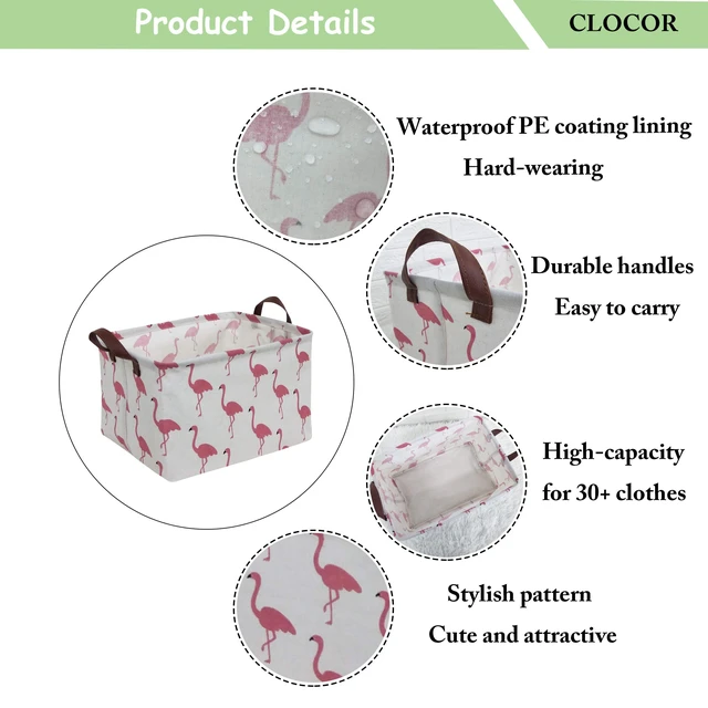 Alt view image 7 of 7 - CLOCOR Rectangular Storage Bin,Waterproof Gift Baskets,Room Decor (Flamingo)