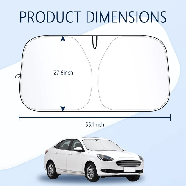 Alt view image 2 of 6 - 300T Thickened Automotive Glass Sunshade and Comes with Storage Bag,Keep Car Interior Cool,Windshield Sun Shade Fit for Small Cars (M: 55.12 * 27.6 inch)