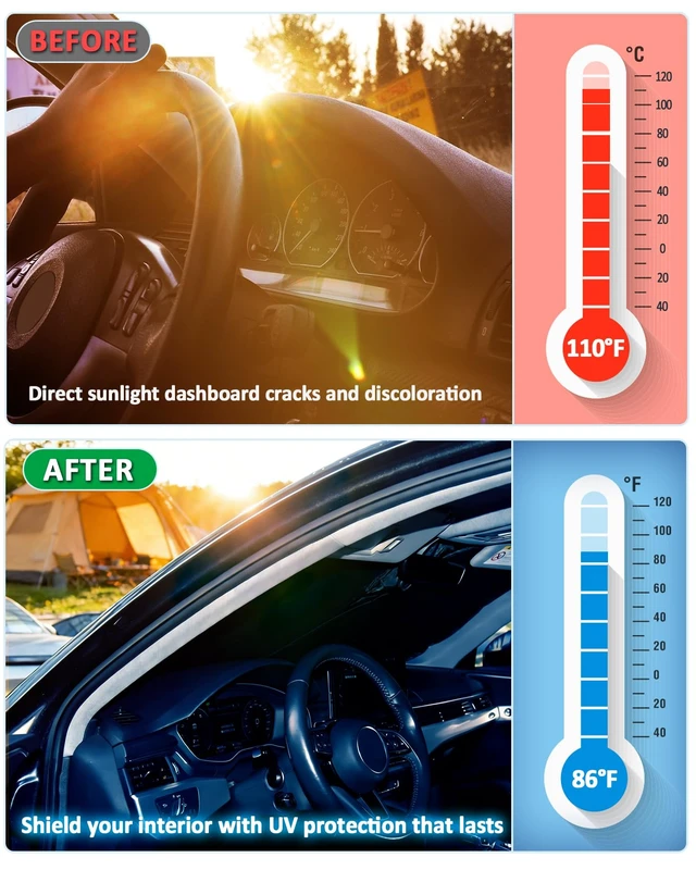 Alt view image 4 of 7 - Windshield Sun Shade for Jeep Compass 2007-2017 Sunshade | Window Shield Custom Fit Compass Accessories Shade Sun Visor Foldable Block UV Rays
