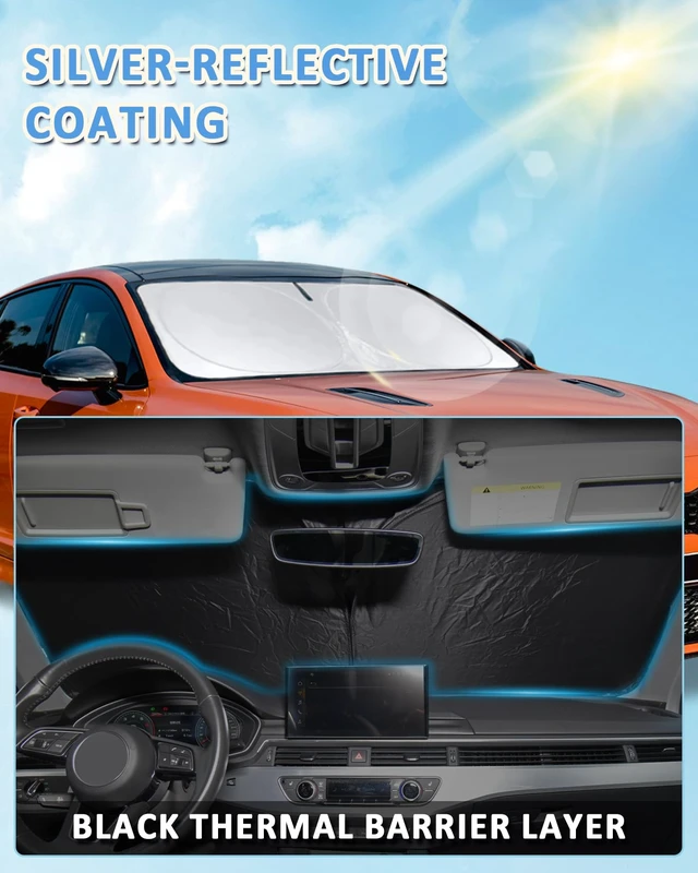 Alt view image 6 of 7 - Windshield Sun Shade for Jeep Compass 2007-2017 Sunshade | Window Shield Custom Fit Compass Accessories Shade Sun Visor Foldable Block UV Rays