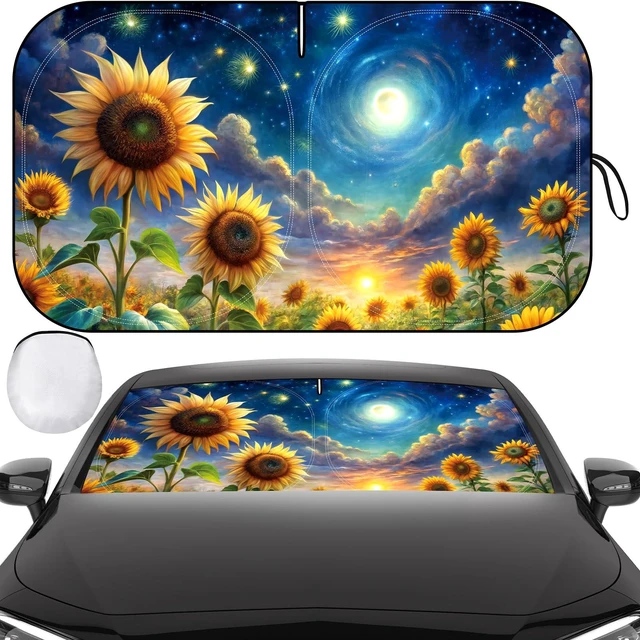 Main image of Windshield Sun Shade, Reflective Car Sunshade Blocks Heat, 57 x 31.5 in | Blocks Heat & UV, Fits Sedans, Mini SUVs, Hatchbacks, Easy Fold & Store, Protects Dashboard & Seats