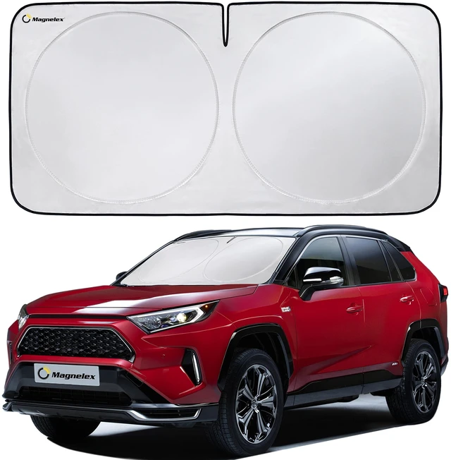 Main image of Car Windshield Sunshade - Advanced Light-Blocking Protection, Foldable Sun Shade with Mirror Cut-Out Keeps Your Vehicle Cool, Fit for Cars, Trucks, and SUVs - Medium (62 x 32 in)