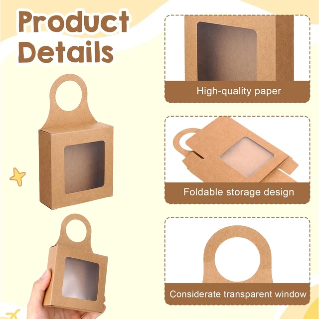 Alt view image 6 of 7 - 15 Pcs Wine Bottle Hanging Gift Box with Window Handles Foldable Packaging Bags Wine Accessory Sets for Empty Bottles Decorations Weddings Holidays(3.5x3.5x1.2 Inches)