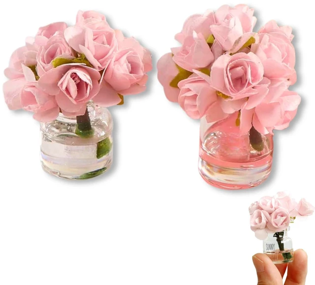 Main image of 2Pcs 1:12 Scale Glass Vase with Flowers Set, Decorative Accessories for Mini Scene, Mini Decoration