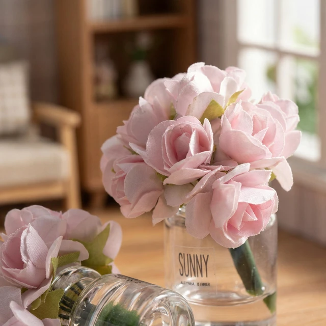 Alt view image 2 of 7 - 2Pcs 1:12 Scale Glass Vase with Flowers Set, Decorative Accessories for Mini Scene, Mini Decoration
