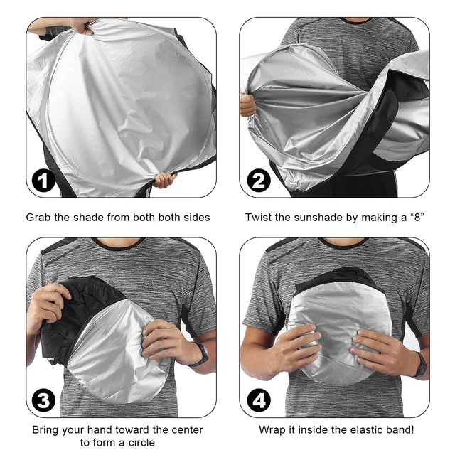 Alt view image 4 of 6 - Car Windshield Sun Shade, Foldable Front Window Shield Blocks 99% Rays, Reflective Sunshade for Auto Interior Sun Protection, Car Accessories Keeps Your Vehicle Cool (29"×59", M)