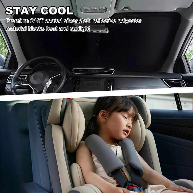 Alt view image 6 of 6 - Car Windshield Sun Shade, Foldable Front Window Shield Blocks 99% Rays, Reflective Sunshade for Auto Interior Sun Protection, Car Accessories Keeps Your Vehicle Cool (29"×59", M)