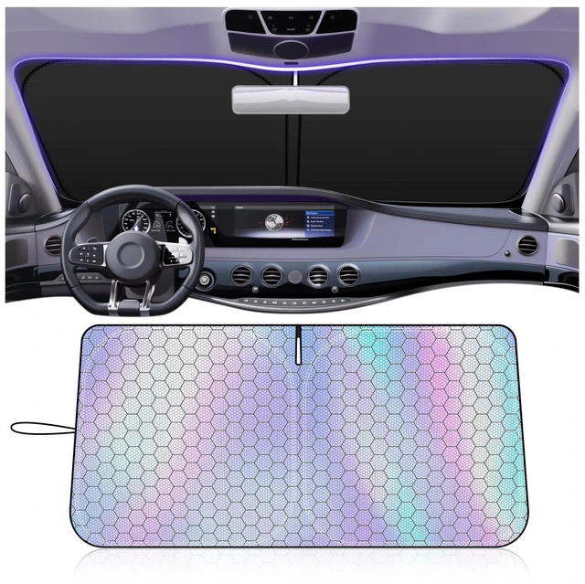 Main image of 57.48"x32.68" New Car Windshield Sun Shade with Storage Bag,Radium Reflective Sunshade for Car Windshield Help Lower Temperature,Foldable Cars Windshields Cover Sun Shade