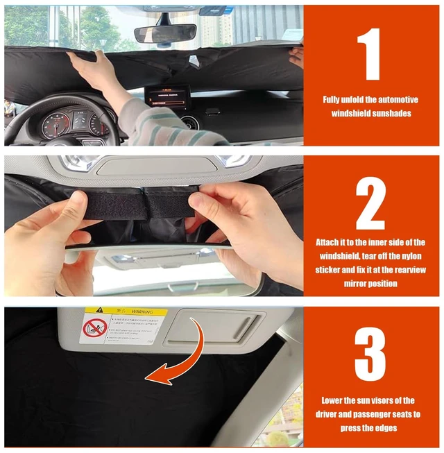Alt view image 6 of 7 - 57.48"x32.68" New Car Windshield Sun Shade with Storage Bag,Radium Reflective Sunshade for Car Windshield Help Lower Temperature,Foldable Cars Windshields Cover Sun Shade
