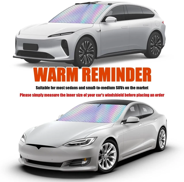 Alt view image 7 of 7 - 57.48"x32.68" New Car Windshield Sun Shade with Storage Bag,Radium Reflective Sunshade for Car Windshield Help Lower Temperature,Foldable Cars Windshields Cover Sun Shade