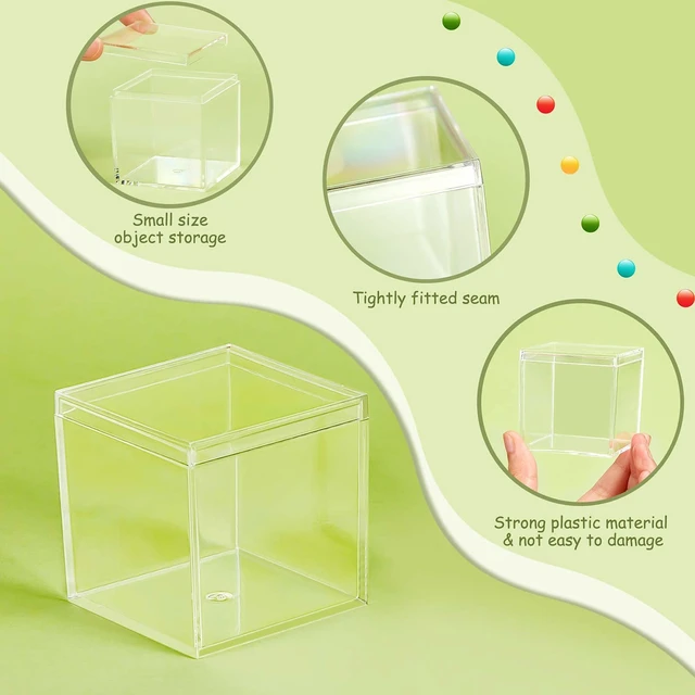 Alt view image 3 of 7 - 8 Pcs Clear Acrylic Box with Lid, 1.77 x 1.77 x 1.77 Inch, Classic Style | Small Storage Box, Mini Plastic Cube Containers, Candy, Tiny Jewelry, Holiday, Party Favor, Wedding, Home Decoration