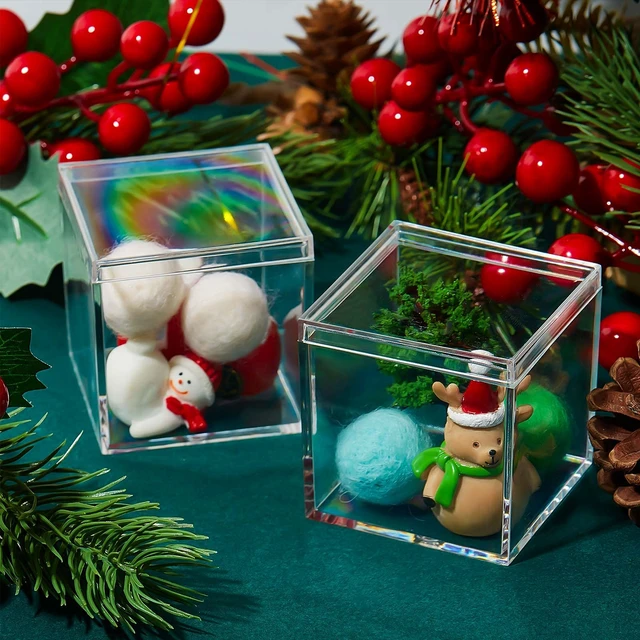 Alt view image 4 of 7 - 8 Pcs Clear Acrylic Box with Lid, 1.77 x 1.77 x 1.77 Inch, Classic Style | Small Storage Box, Mini Plastic Cube Containers, Candy, Tiny Jewelry, Holiday, Party Favor, Wedding, Home Decoration