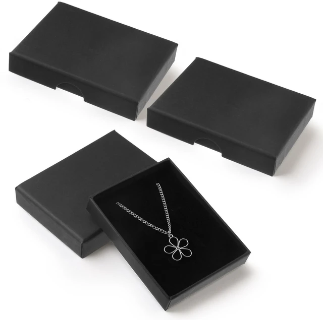 Main image of 3 Pack Square Jewelry Boxes, Black Lids Necklace Box for Jewelry Gift | Bracelet Earring Necklace Gift Box for Small Pendant Storage Case