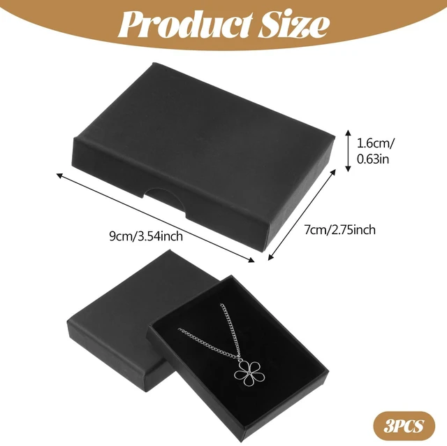 Alt view image 2 of 7 - 3 Pack Square Jewelry Boxes, Black Lids Necklace Box for Jewelry Gift | Bracelet Earring Necklace Gift Box for Small Pendant Storage Case