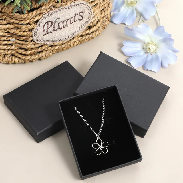Alt view image 6 of 7 - 3 Pack Square Jewelry Boxes, Black Lids Necklace Box for Jewelry Gift | Bracelet Earring Necklace Gift Box for Small Pendant Storage Case