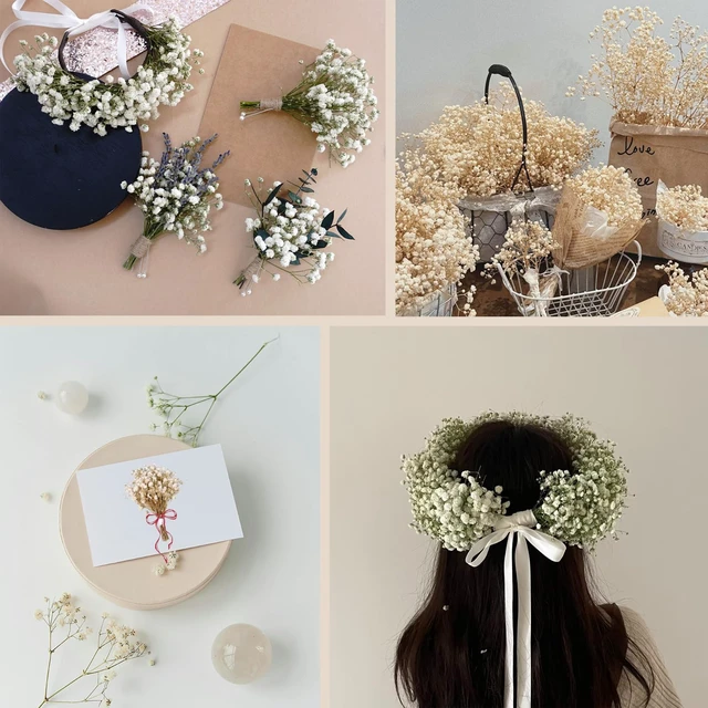 Alt view image 6 of 7 - 2000+ Pure White 6"-7.8" Portable Dried Baby's Breath Bouquet | Mini Gypsophila Flowers, Natural Dried Flowers for Wedding Home Decor DIY Crafts Vase Filler Wreath Card Making