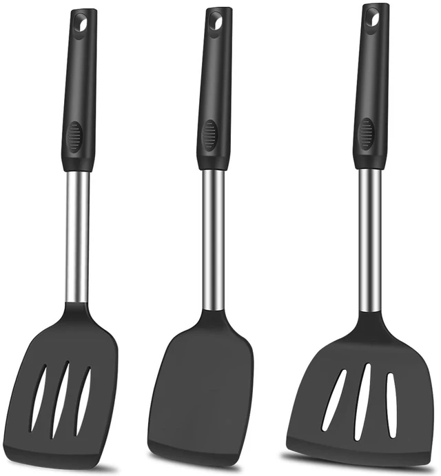 Main image of Spatula Set Silicone Heat Resistant for Nonstick Cookware Rubber Silicone Spatula Turner Fish, Large Nonstick Plastic Egg Wok Spatula for kitchen use Cooking Utensils Set