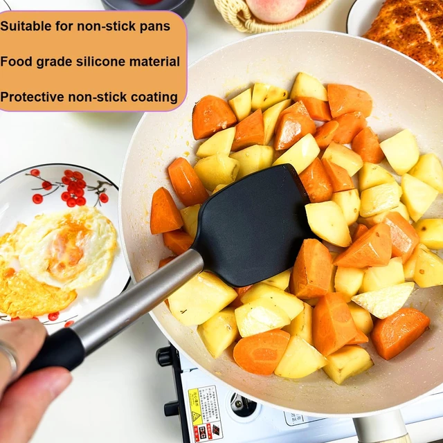 Alt view image 4 of 7 - Spatula Set Silicone Heat Resistant for Nonstick Cookware Rubber Silicone Spatula Turner Fish, Large Nonstick Plastic Egg Wok Spatula for kitchen use Cooking Utensils Set