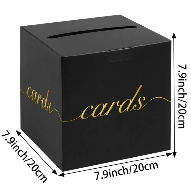 Alt view image 2 of 7 - Black Card Box Gold Foil Wedding Favors Gift Card Boxes Post Box Receiving Money Box Holder for Wedding Reception, Baby Showers, Anniversary, Birthday Party, Retirement, Graduation Envelope Holder