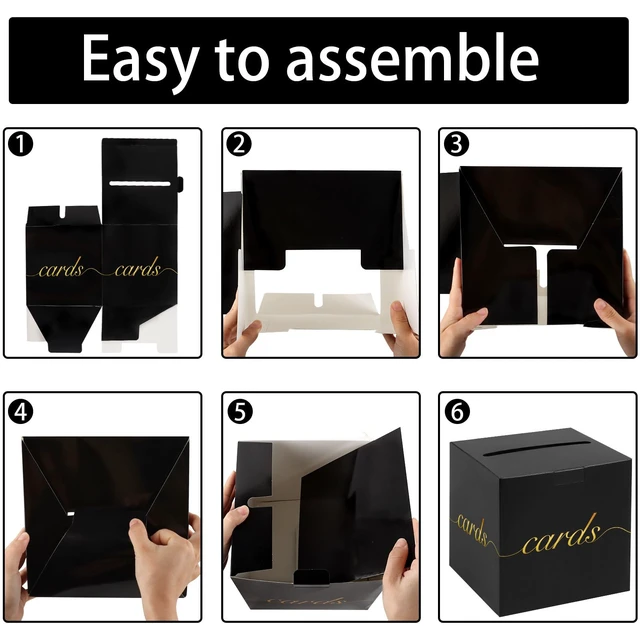 Alt view image 7 of 7 - Black Card Box Gold Foil Wedding Favors Gift Card Boxes Post Box Receiving Money Box Holder for Wedding Reception, Baby Showers, Anniversary, Birthday Party, Retirement, Graduation Envelope Holder