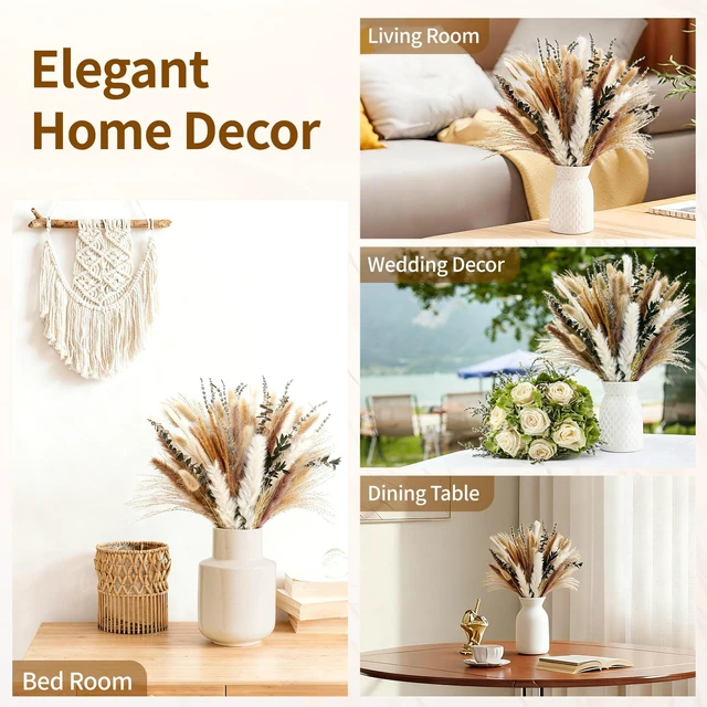 Alt view image 6 of 6 - Dried Pampas Grass Bouquet -92 Pcs 11-13inch 9 Styles Boho Decor | Pampas Grass Decor with Bunny Tails,Eucalyptus & Lavender for Vase Filler, Wedding Centerpiece,Farmhouse and Rustic Decor