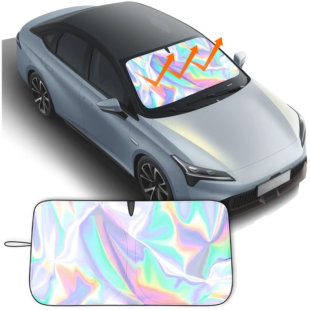 Main image of 59"x31" Iridescent Car Windshield Sun Shade,Foldable Sun Blocker for Car Windshield with Storage Pouch,Universal Windshields Cover Suns Shade for Most Cars & Small SUVs for Summer Parking