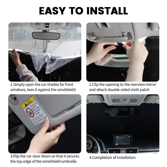 Alt view image 6 of 7 - 59"x31" Iridescent Car Windshield Sun Shade,Foldable Sun Blocker for Car Windshield with Storage Pouch,Universal Windshields Cover Suns Shade for Most Cars & Small SUVs for Summer Parking