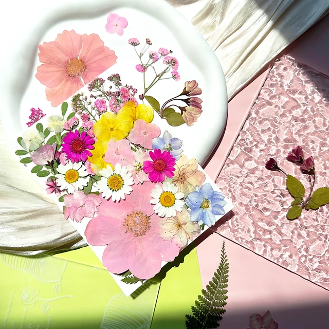 Alt view image 3 of 6 - 33Pcs Pink Pressed Dried Flowers for Resin, Real Natural Bulk Assorted Dry Floral Leaves for DIY Art Crafts, Epoxy Molds, Jewelry, Soap, Candle Making, Nails Decors