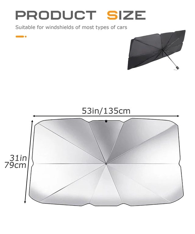 Alt view image 2 of 7 - Car Sun Shade,Car Accessories Windshield Sun Shade,Cars Windshield Sun Shade Umbrella,Foldable Front Window Cover Sunshade Umbrella,Block UV Rays & Sun Heat Insulation,Fit for Most Vehicles