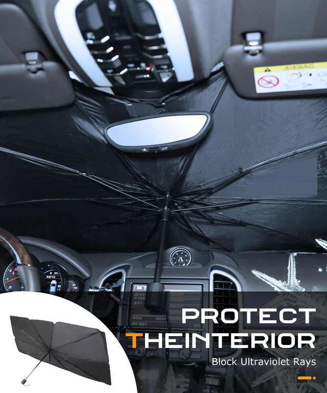 Alt view image 4 of 7 - Car Sun Shade,Car Accessories Windshield Sun Shade,Cars Windshield Sun Shade Umbrella,Foldable Front Window Cover Sunshade Umbrella,Block UV Rays & Sun Heat Insulation,Fit for Most Vehicles