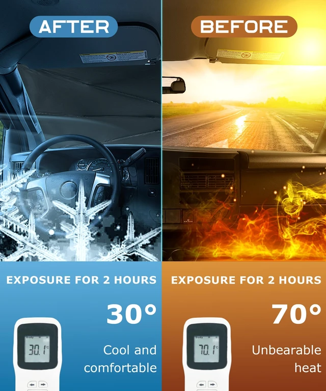 Alt view image 5 of 7 - Car Sun Shade,Car Accessories Windshield Sun Shade,Cars Windshield Sun Shade Umbrella,Foldable Front Window Cover Sunshade Umbrella,Block UV Rays & Sun Heat Insulation,Fit for Most Vehicles