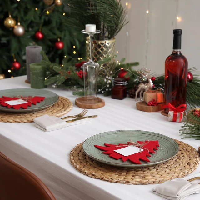 Alt view image 7 of 7 - Foldtier 20 Pcs Round Woven Placemats Bulk Plate Chargers Set 11.8 Inch | Natural Water Hyacinth Placemats, Rustic Braided Straw for Wedding Party, Charger Plates Farmhouse Table Decor, Woven Style