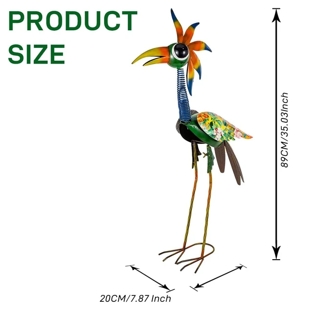 Alt view image 2 of 7 - ViteenLight 35" Metal Bird Sculpture,Bird Decor Yard Statue Outdoor | Funny Rooster Sculpture for Patio, Lawn, Backyard,Housewarming Present for Mom, Friends
