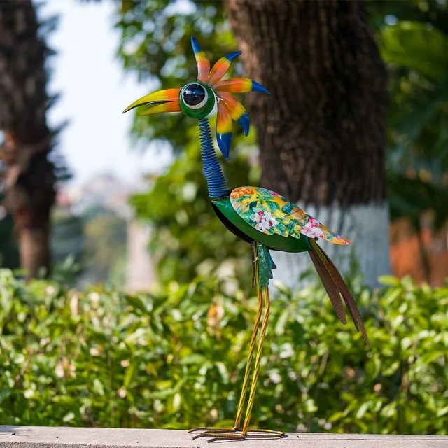 Alt view image 6 of 7 - ViteenLight 35" Metal Bird Sculpture,Bird Decor Yard Statue Outdoor | Funny Rooster Sculpture for Patio, Lawn, Backyard,Housewarming Present for Mom, Friends