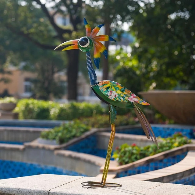 Alt view image 7 of 7 - ViteenLight 35" Metal Bird Sculpture,Bird Decor Yard Statue Outdoor | Funny Rooster Sculpture for Patio, Lawn, Backyard,Housewarming Present for Mom, Friends