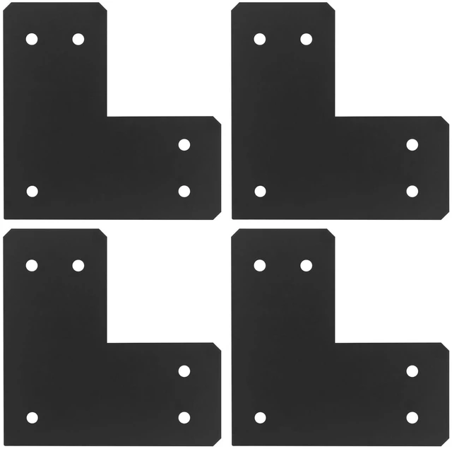 Main image of heneng 4 Pack Flat L Brackets for 6 x 6 Post,12 Gauge | L Shaped Pergola Corner Brace
