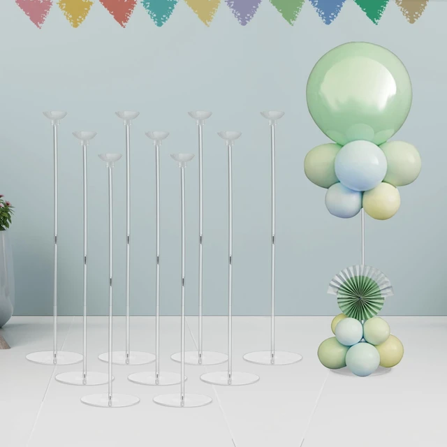 Main image of Hanna Roberts Clear Acrylic Balloon Stands for Centerpieces, 25.6 inch 10 Pack Balloon Centerpiece Stand for Tables, Balloon Holder For Wedding Birthday Party Decorations (Balloons Not Included)
