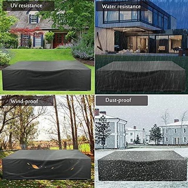 Alt view image 4 of 6 - AKEfit Patio Furniture Covers,500D Heavy Duty Waterproof for Outdoor Square and Retangle Patio Table and Chair Covers,Grey-110"L x 84"W x 28"H