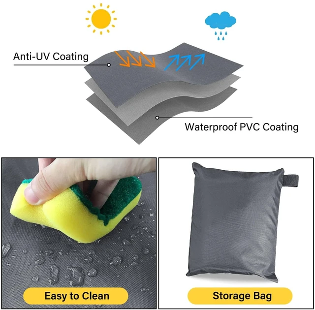 Alt view image 5 of 6 - AKEfit Patio Furniture Covers,500D Heavy Duty Waterproof for Outdoor Square and Retangle Patio Table and Chair Covers,Grey-110"L x 84"W x 28"H