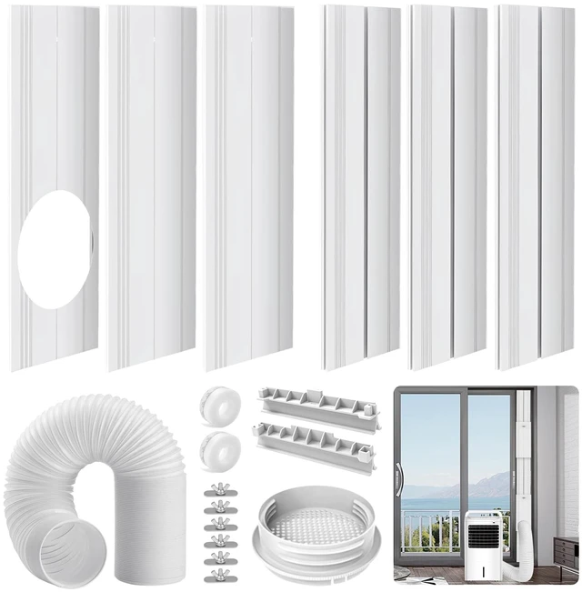 Main image of fepoch Portable Air Conditioner Sliding Door Vent Kit - Adjustable Length up to 90 Inches, Universal Balcony Seal Plate Set for 5.1" & 5.9" Diameter AC Exhaust Hose