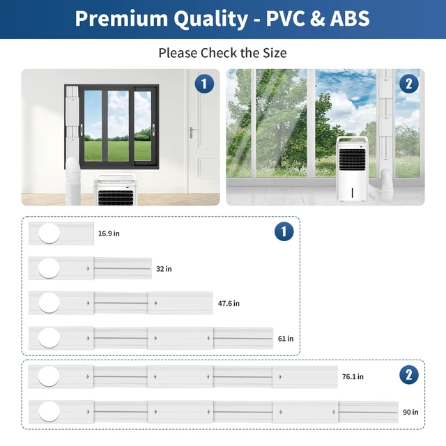 Alt view image 2 of 7 - fepoch Portable Air Conditioner Sliding Door Vent Kit - Adjustable Length up to 90 Inches, Universal Balcony Seal Plate Set for 5.1" & 5.9" Diameter AC Exhaust Hose