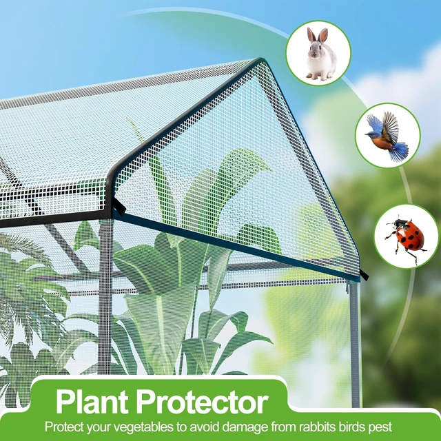Alt view image 2 of 7 - SPECILITE 51"x35"x49" Walk-in Garden Plant Netting Mesh Cover | Crop Cage, with Frame & Zippered Door, Plant Protectors from Animals, for Vegetables & Fruits